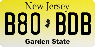 NJ license plate B80BDB