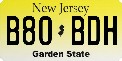 NJ license plate B80BDH