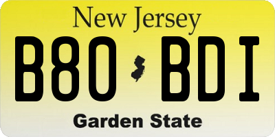 NJ license plate B80BDI