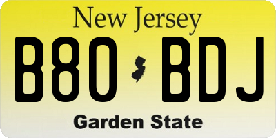 NJ license plate B80BDJ