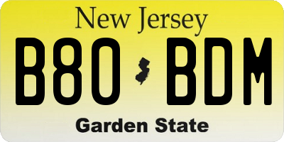 NJ license plate B80BDM