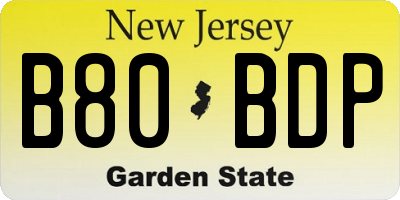 NJ license plate B80BDP