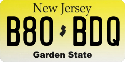 NJ license plate B80BDQ