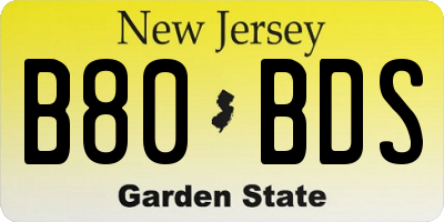 NJ license plate B80BDS
