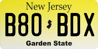 NJ license plate B80BDX