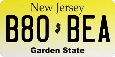 NJ license plate B80BEA