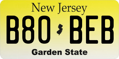 NJ license plate B80BEB