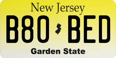 NJ license plate B80BED