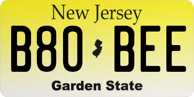 NJ license plate B80BEE