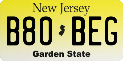 NJ license plate B80BEG