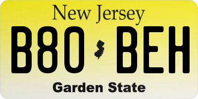 NJ license plate B80BEH
