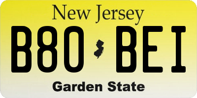 NJ license plate B80BEI