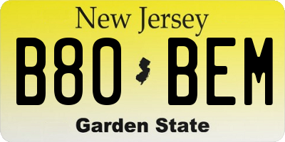 NJ license plate B80BEM