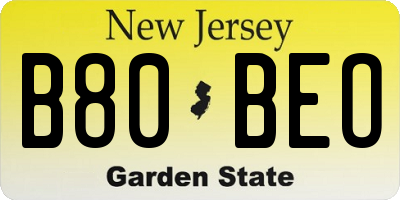 NJ license plate B80BEO