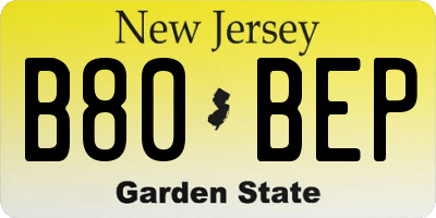 NJ license plate B80BEP