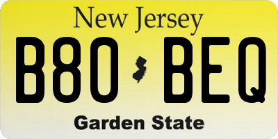 NJ license plate B80BEQ