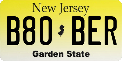 NJ license plate B80BER