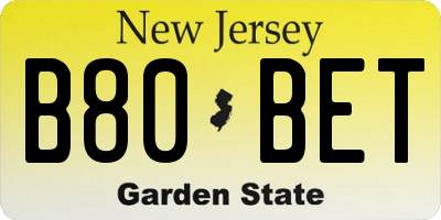 NJ license plate B80BET