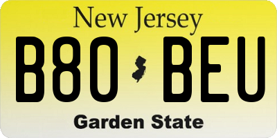 NJ license plate B80BEU