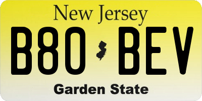 NJ license plate B80BEV