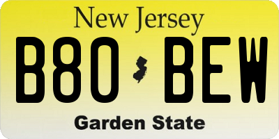 NJ license plate B80BEW