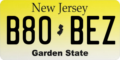 NJ license plate B80BEZ