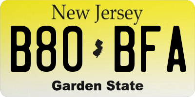 NJ license plate B80BFA