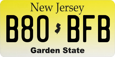 NJ license plate B80BFB