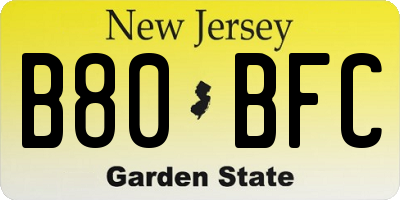 NJ license plate B80BFC