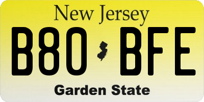 NJ license plate B80BFE