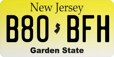 NJ license plate B80BFH
