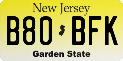 NJ license plate B80BFK