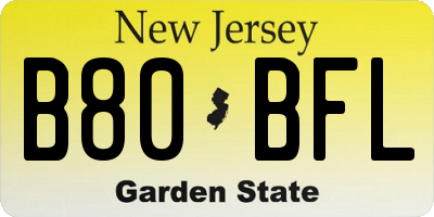 NJ license plate B80BFL