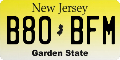 NJ license plate B80BFM