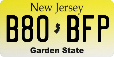 NJ license plate B80BFP
