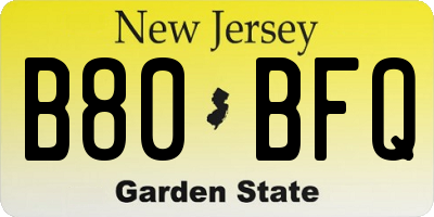 NJ license plate B80BFQ