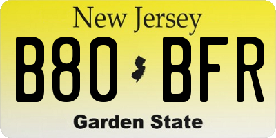 NJ license plate B80BFR