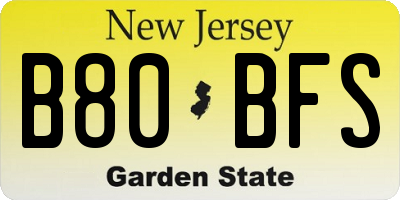 NJ license plate B80BFS