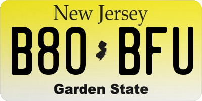 NJ license plate B80BFU