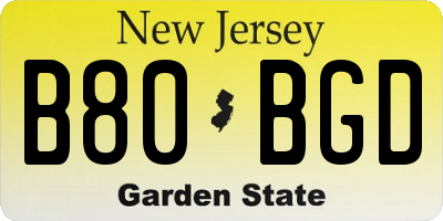 NJ license plate B80BGD