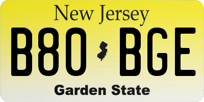 NJ license plate B80BGE