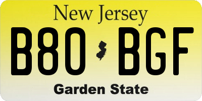 NJ license plate B80BGF