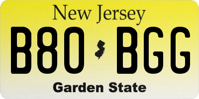 NJ license plate B80BGG
