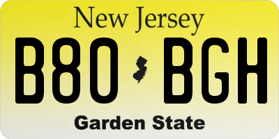 NJ license plate B80BGH