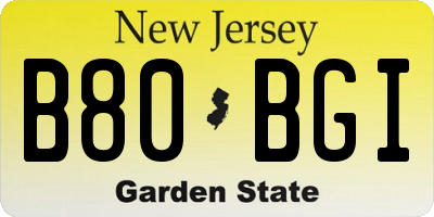 NJ license plate B80BGI