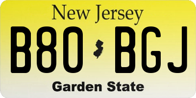 NJ license plate B80BGJ
