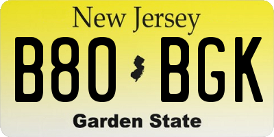NJ license plate B80BGK