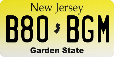 NJ license plate B80BGM