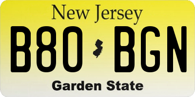 NJ license plate B80BGN