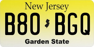 NJ license plate B80BGQ